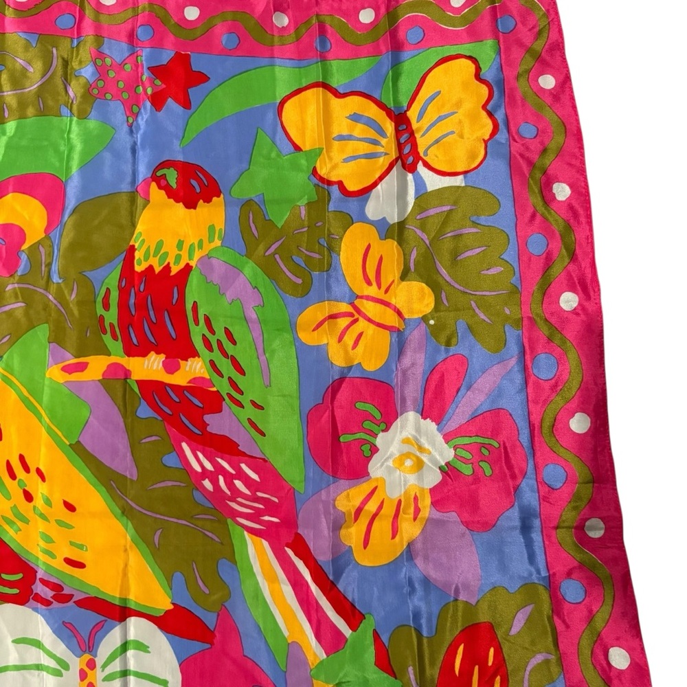 Ken Done Silk Scarf with Tropical Design - Picture 9 of 16